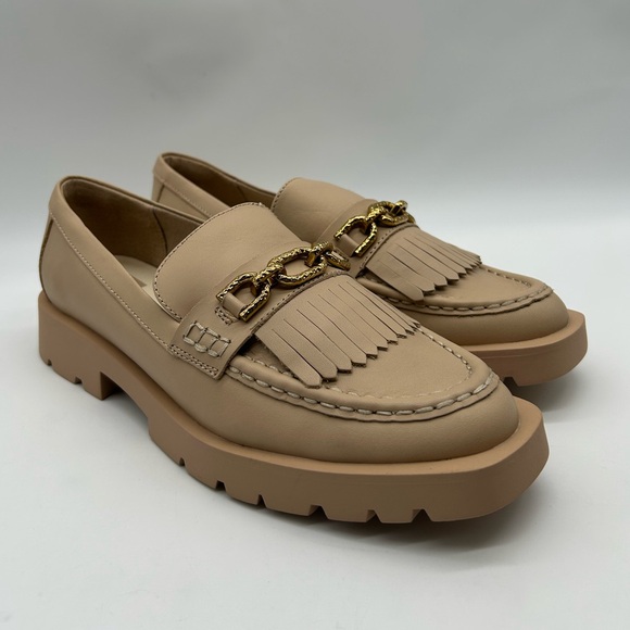 Dolce Vita ERNA Loafers Light Blush Leather Gold Chain Fringe 9.5 New With Box - Picture 4 of 11